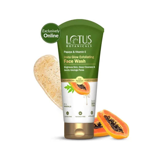 Image of Lotus Botanicals Papaya & Vitamin E Insta Glow Exfoliating Face Wash
