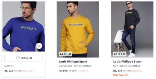 Image of Louis Philippe Men Fashion Sweatshirt Flat 51% Discount