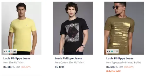 Image of Louis Philippe Men Fashion T-shirt Flat 51% Discount