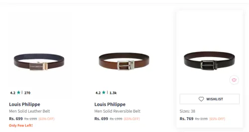 Image of Louis Philippe Men Leather Belt At Starting 65% Discount