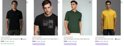 Image of Louis Philippe Men's T Shirts at minimum 50% Discount