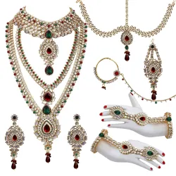 Lucky Jewellery Designer Gold Plated Dulhan Bridal Jewelry Set 8 Pcs