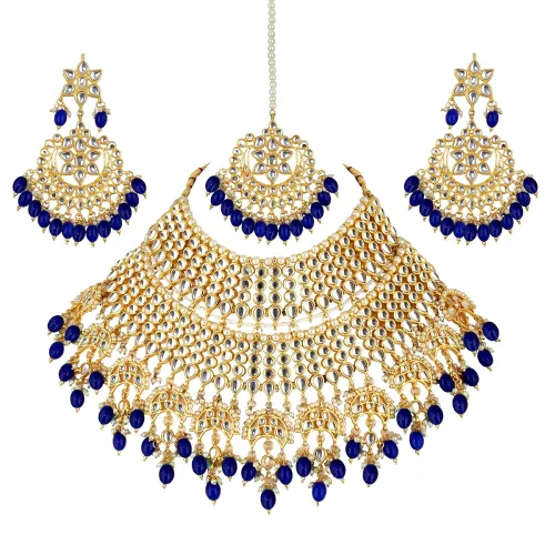 Image of Lucky Jewellery Ethnic Gold Plating Padmavat Jewelry Kundan Necklace Set