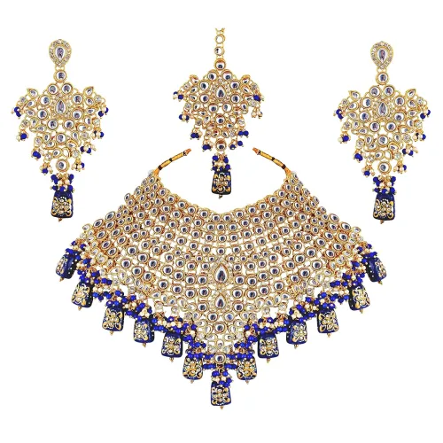 Image of LUCKY JEWELLERY Traditional 18k Gold Plated Designer Bridal Set