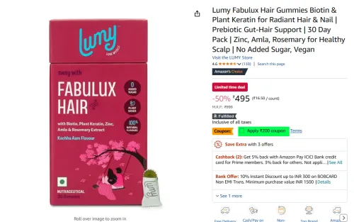 Image of Lumy Fabulux Hair Gummies 30 Days Pack