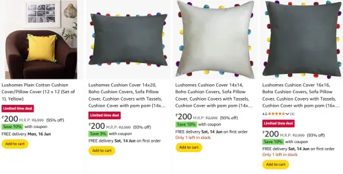 Image of Lushomes Cushion Cover Minimum 90% Discount