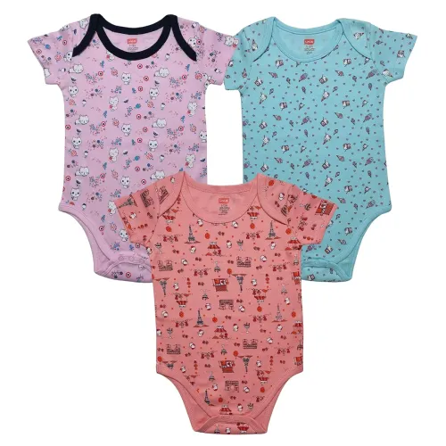 Image of LuvLap Baby Boy and Girl Half Sleeve Romper/Bodysuit Pack of 3 Set