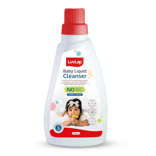 Image of LuvLap Baby Liquid Cleanser 500ml, For cleaning feeding bottle, cutlery, toys, fruits & vegetables, Kills 99.9% Germs,