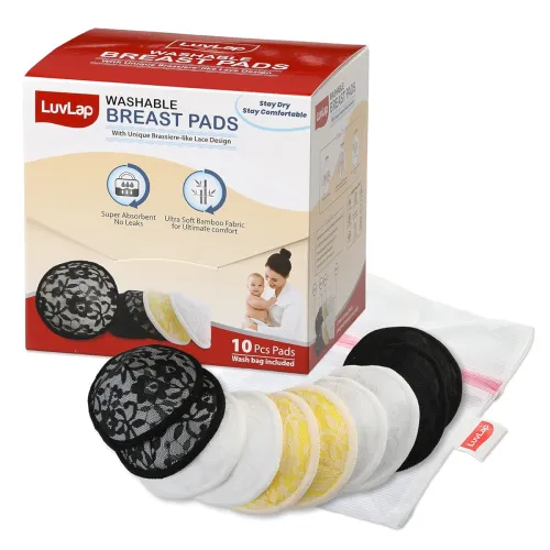 Image of LuvLap Natural Bamboo Washable Nursing Breast Pads for Breast feeding mothers 10Pc .