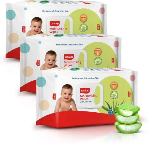 Image of LuvLap Paraben Free wipes for baby with Aloe Vera, 72 wipes/pack with (216 Wipes)