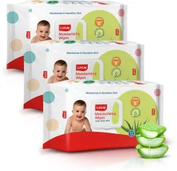 LuvLap Paraben Free wipes for baby with Aloe Vera, 72 wipes/pack with (216 Wipes)