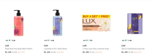 Image of Lux Body Wash & Bath Soap Bar up to 60% Discount