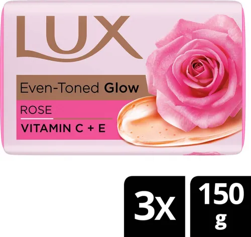 Image of LUX Soft Glow Rose & Vitamin E For Glowing Skin Beauty Soap Mega Pack (3 x 150 g)