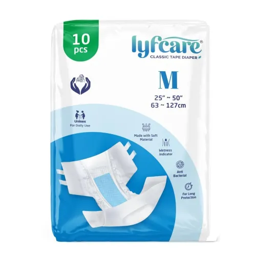 Image of Lyfcare Open Tape Adult Diaper Medium Size (M) - 10 Units