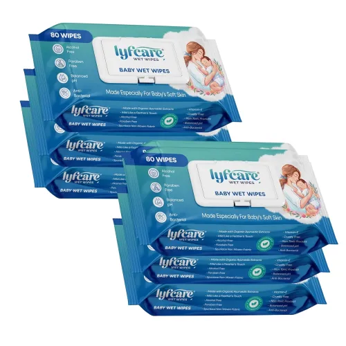 Image of Lyfcare Soft Cleansing Baby Wipes with Lid
