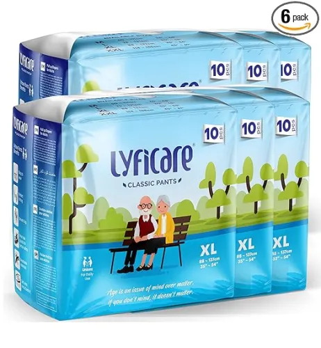 Image of Lyficare Classic Adult Diaper Extra Large Size (XL) - 60 Units (Pack of 6)