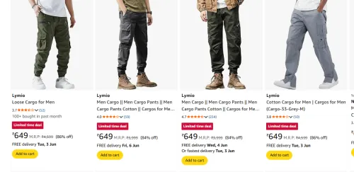 Image of Lymio Men Fashion Cargo Minimum 80% Discount