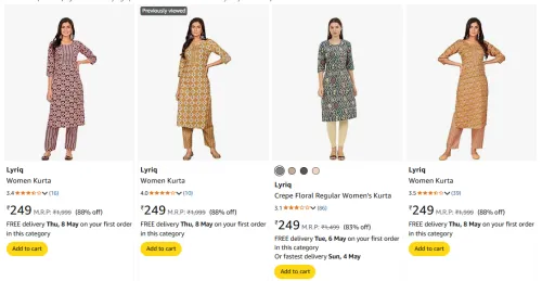 Image of Lyriq Women Kurta at Minimum 80% Off