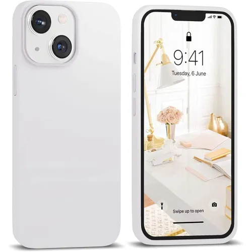 Image of M Cart Shockproof Liquid Silicone Designed for iPhone 14 Plus Back Cover (White)