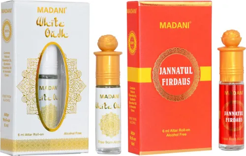 Image of Madani White Oud & Jannatul Firdaus Herbal Attar (6ml * pack of 2)