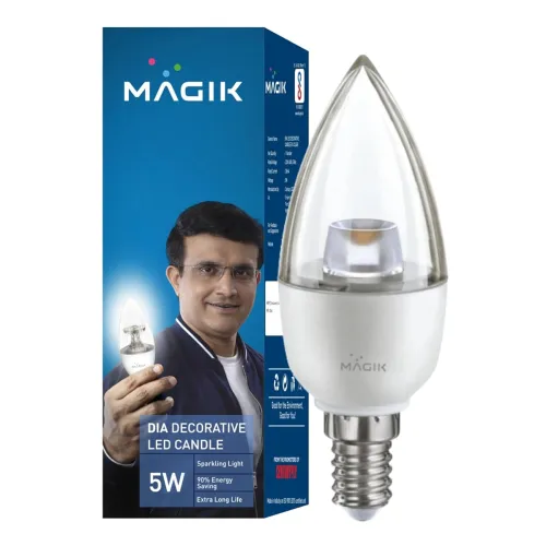 Image of MAGIK Dia Clear 5W Base E14 Candle LED Bulb (Cool White)