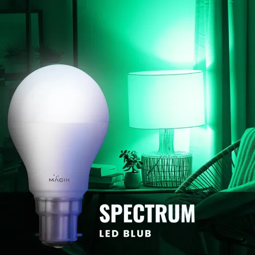 Image of MAGIK Spectrum 7W LED Lamp (Green) B22 Bulb | Energy Efficient | Upto 4KV Surge Protection