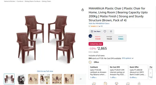 Image of MAHARAJA Plastic Chair Pack of 4