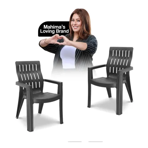 Image of MAHARAJA Plastic Chair Set (Black, Pack of 2)