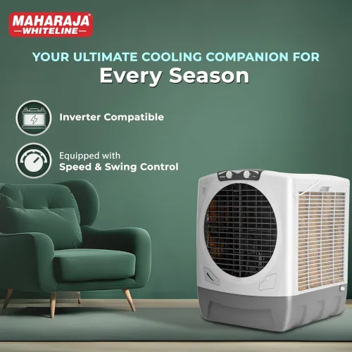 Image of Maharaja Whiteline Rambo Grey Desert Air Cooler | 65 Lt Water Tank | Inverter Compatible |