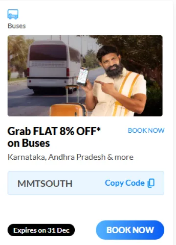 Image of Makemytrip coupon : Flat 8% off on buses from Karnataka , Andhra Pradesh & more