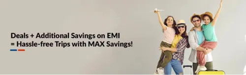 Image of makemytrip Coupon : Flat 15% Instant Discount on Flights & Hotel using AXIS Bank credit card EMI