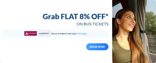 Image of Makemytrip coupon : grab flat 8% off on bus tickets valid on axis bank CC