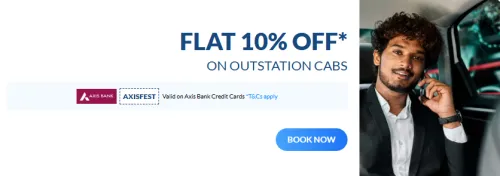 Image of makemytrip : Flat 10% off on outstation cabs valid on axis bank Credit Card
