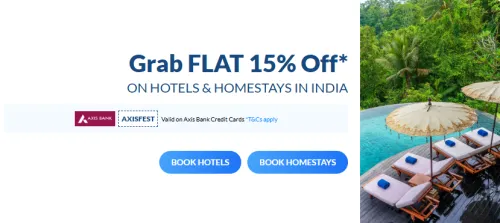 Image of makemytrip : Grab Flat 15% off on hotels & homestays in india valid on Axis Bank CC