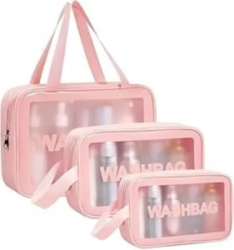 Image of Makeup Travel Pouch Set of 3 Waterproof Cosmetic Bags