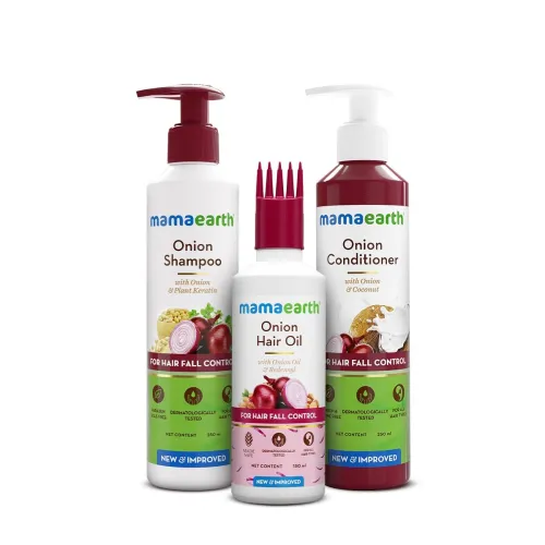 Image of Mamaearth Anti Hair Fall Set (Shampoo 250ml + Conditioner 250ml + Oil 150ml)