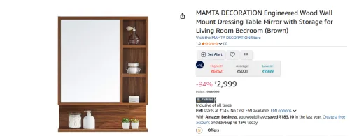 Image of MAMTA DECORATION Engineered Wood Wall 