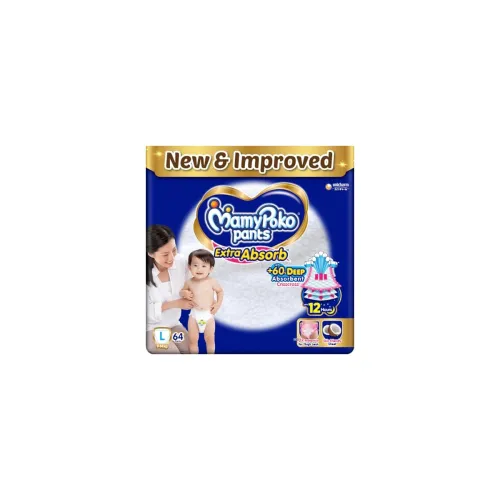 Image of MamyPoko Pants Extra Absorb Diapers L (64 Count, 9–14kg)
