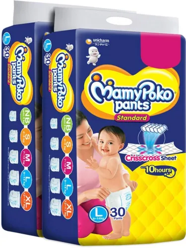 Image of MamyPoko Standard Diapers Combo - L (60 Pieces)