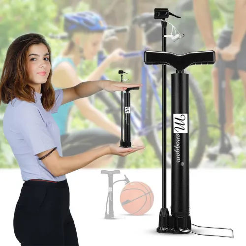 Image of Manogyam Multifunction Portable ortable Bike Floor Pump Automatically Ball Pump (Black)