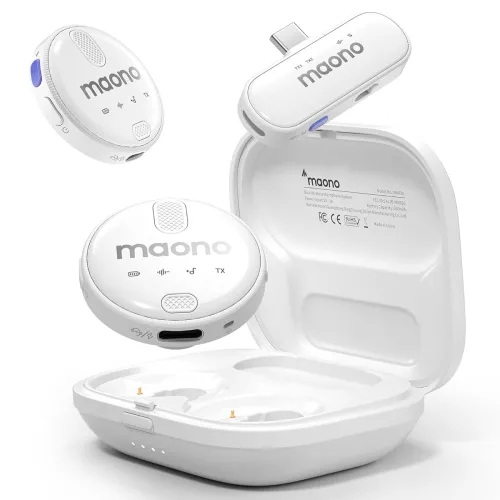 Image of MAONO Wireless Collar Mic for YouTube PC and Type C Mobile, Noise Cancellation Lapel mic with 6H Battery