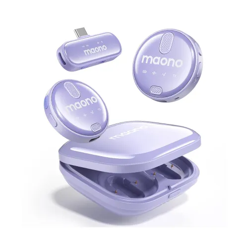 Image of MAONO Wireless Collar Mic for YouTube PC and Type C Mobile (WM620-Purple)
