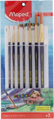 Image of Maped Color'Peps Synthetic Hair Flat Brushes x 7 (Set of 1, Blue)