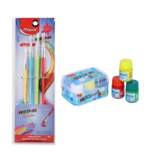 Image of MAPED Painting Kit - 6 Shade Poster Colors + 4 Plactic handle Brushes
