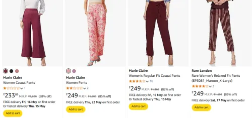 Image of Marie Claire Women's Casual Pants Upto 88% Discount 