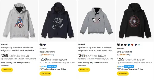 Image of Marvel Boy's Sweatshirts at minimum 80% Discount