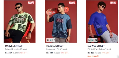 Image of Marvel Tshirt Starting @ ₹249