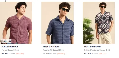 Image of Mast & Harbour Men'sDesign Casual Shirt Starting At @₹419