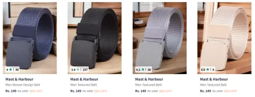 Image of Mast & Harbour Men Woven Design Belt Starting At @₹149