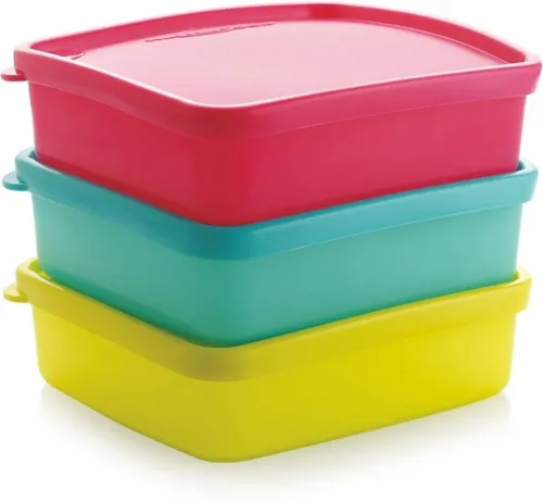Image of MASTER COOK Polypropylene Fridge Container - 400 ml (Pack of 3, Multicolor)